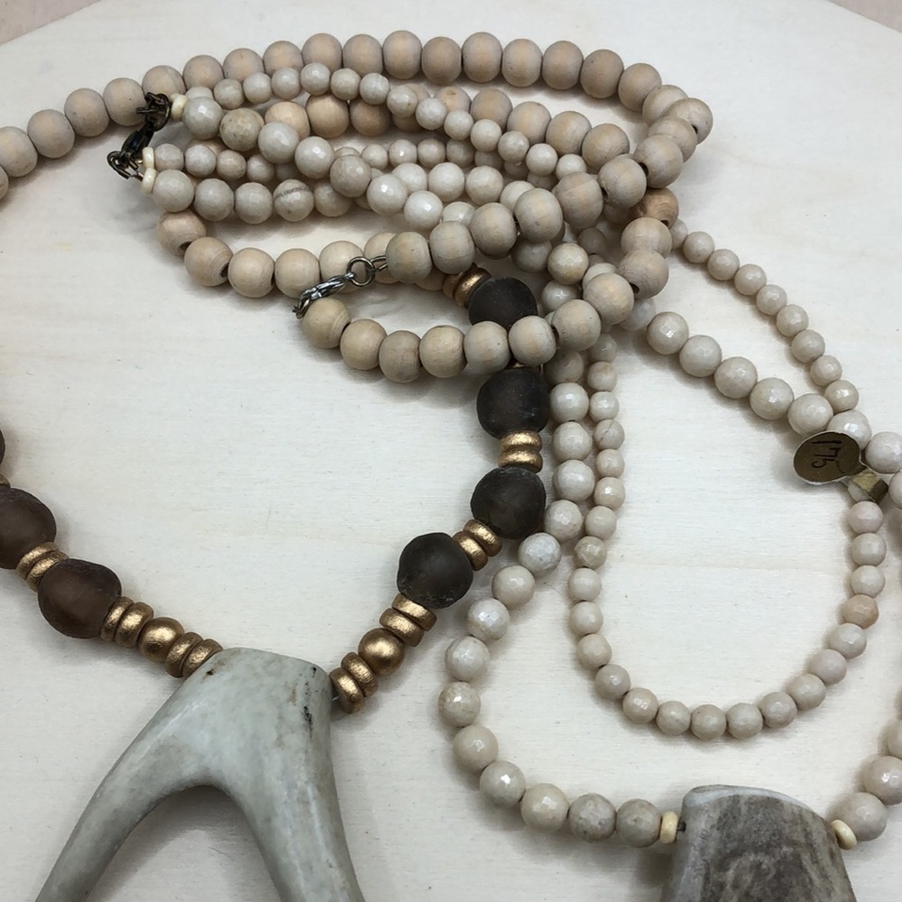 Curated Bundle Antler Beaded Statement Necklaces … - image 4